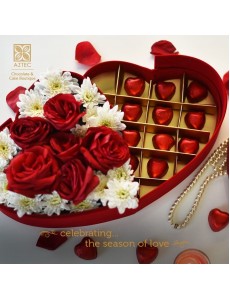 Heart Chocolate with Flower box